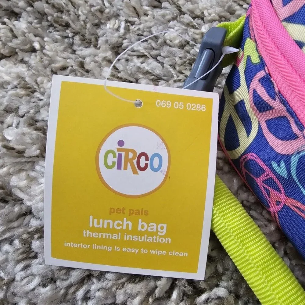 Circo Pet Pals Hearts Peace Sign Insulated Lunch Box Bag Kids School Toddler NWT